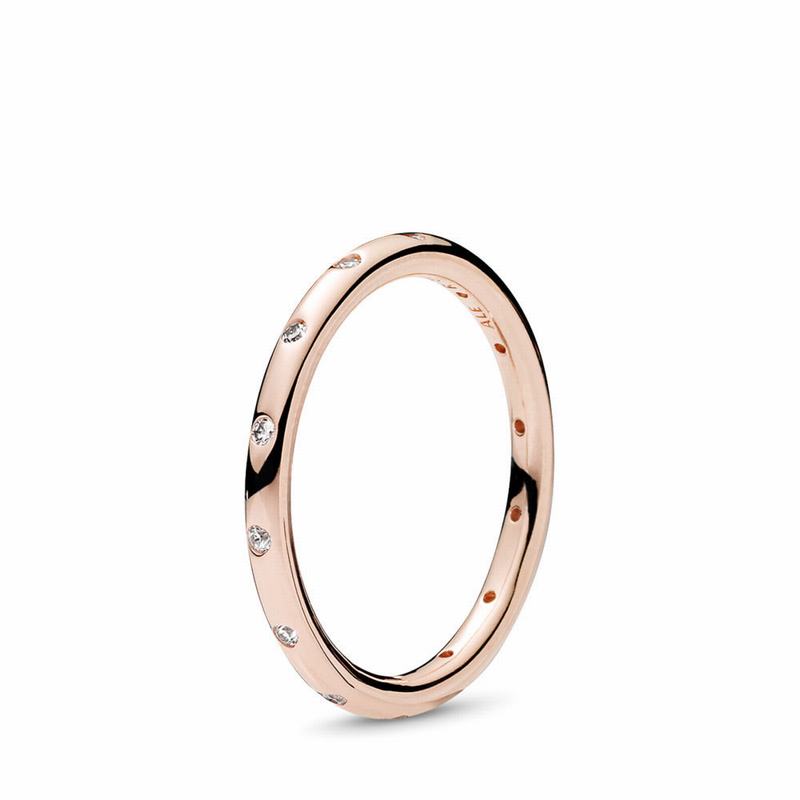 Pandora Australia Simple Sparkling Band Stackable Ring - Pandora Rose™ | BDUGCW621